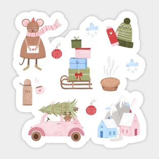 Winter set sticker pack Snowy mood aesthetic Sticker